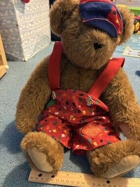 Vermont Teddy Bear Hobo Clown w/ Suspenders And Hat Vintage 1994